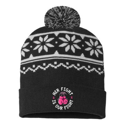 Her Fight Is Our Fight Breast Cancer Awareness USA-Made Snowflake Beanie