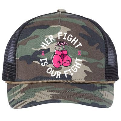 Her Fight Is Our Fight Breast Cancer Awareness Retro Rope Trucker Hat Cap