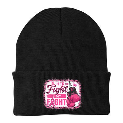 Her Fight Is My Fight Breast Cancer Awareness Boxing Gloves Beanie