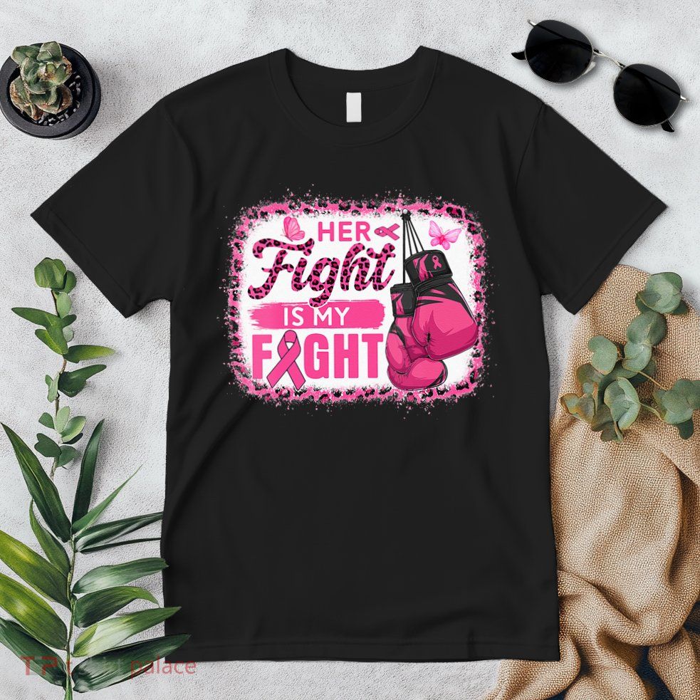 Her Fight Is My Fight Breast Cancer Awareness Boxing Gloves Premium T-Shirt