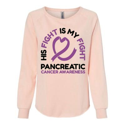 His Fight Is My Fight Pancreatic Cancer Awareness Womens California Wash Sweatshirt