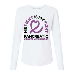 His Fight Is My Fight Pancreatic Cancer Awareness Womens Cotton Relaxed Long Sleeve T-Shirt