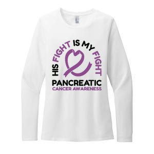 His Fight Is My Fight Pancreatic Cancer Awareness Womens CVC Long Sleeve Shirt