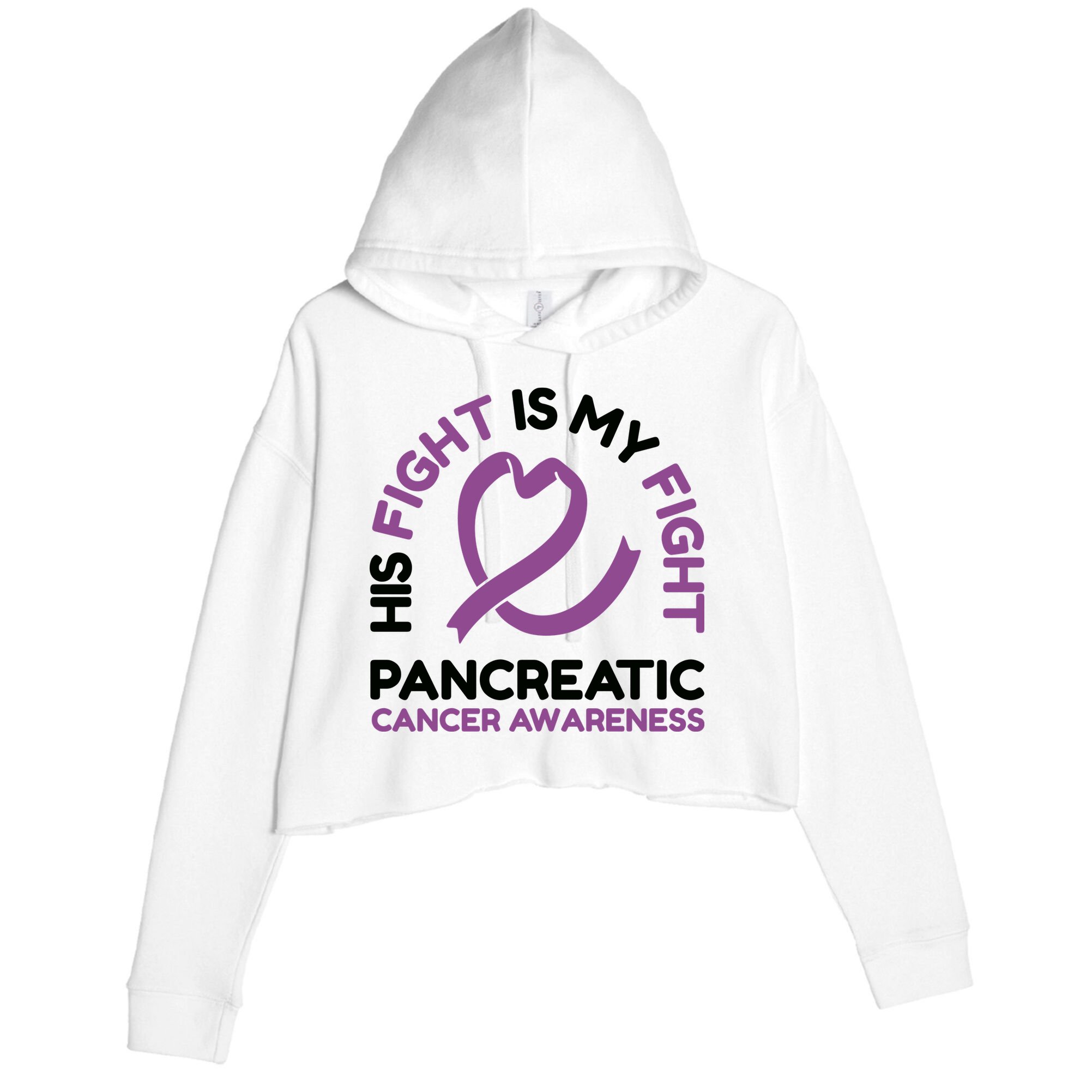 His Fight Is My Fight Pancreatic Cancer Awareness Crop Fleece Hoodie