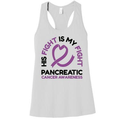 His Fight Is My Fight Pancreatic Cancer Awareness Women's Racerback Tank