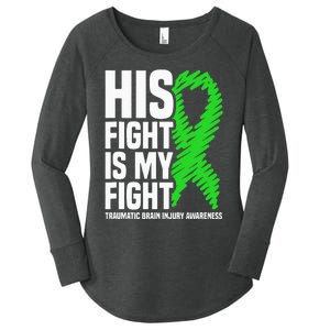 His Fight Is My Fight Traumatic Brain Injury Awareness Women's Perfect Tri Tunic Long Sleeve Shirt