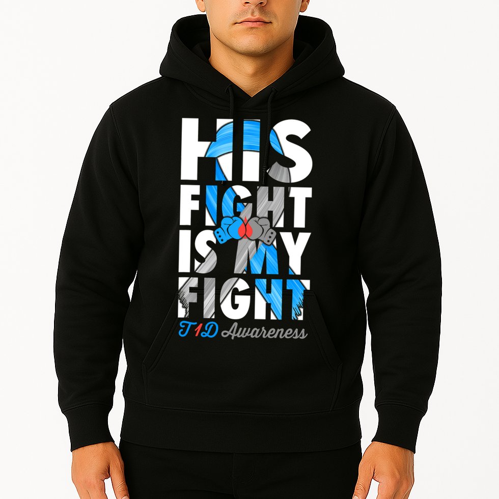 His Fight Is My Fight T1D Type 1 Diabetes Awareness Ribbon Hoodie