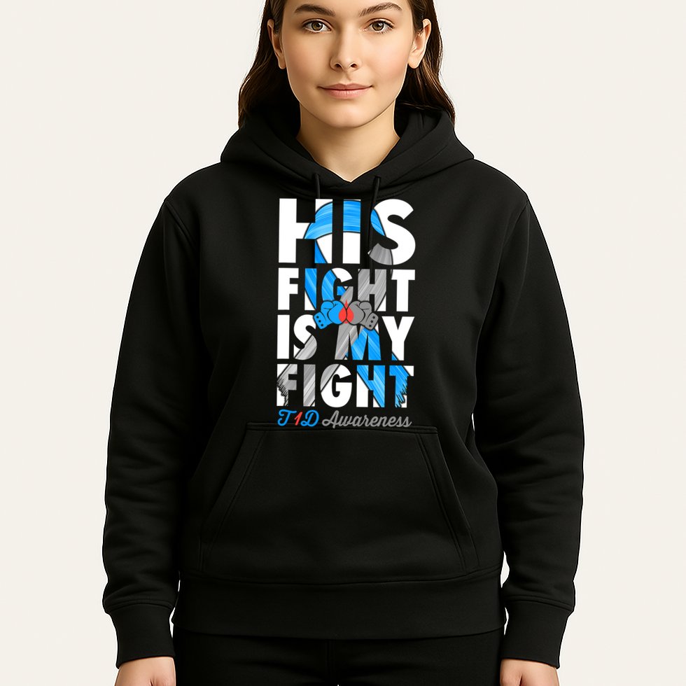 His Fight Is My Fight T1D Type 1 Diabetes Awareness Ribbon Hoodie