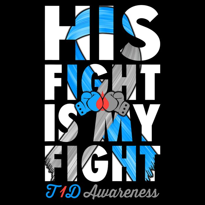 His Fight Is My Fight T1D Type 1 Diabetes Awareness Ribbon Hoodie