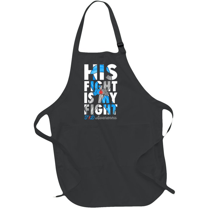 His Fight Is My Fight T1D Type 1 Diabetes Awareness Ribbon Full-Length Apron With Pockets