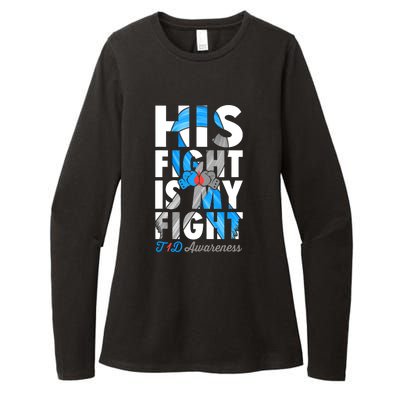 His Fight Is My Fight T1D Type 1 Diabetes Awareness Ribbon Womens CVC Long Sleeve Shirt