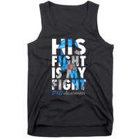 His Fight Is My Fight T1D Type 1 Diabetes Awareness Ribbon Tank Top