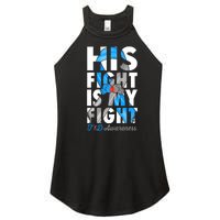 His Fight Is My Fight T1D Type 1 Diabetes Awareness Ribbon Women's Perfect Tri Rocker Tank