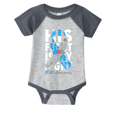 His Fight Is My Fight T1D Type 1 Diabetes Awareness Ribbon Infant Baby Jersey Bodysuit