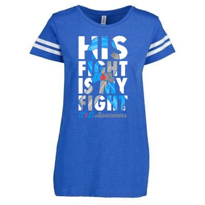 His Fight Is My Fight T1D Type 1 Diabetes Awareness Ribbon Enza Ladies Jersey Football T-Shirt