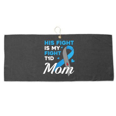 His Fight Is My Fight Type 1 diabetes T1D Diabetes Awareness Large Microfiber Waffle Golf Towel