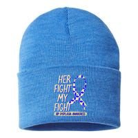 Her Fight Is My Fight Hip Dysplasia Awareness Ribbon Patient Gift Sustainable Knit Beanie