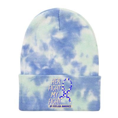 Her Fight Is My Fight Hip Dysplasia Awareness Ribbon Patient Gift Tie Dye 12in Knit Beanie