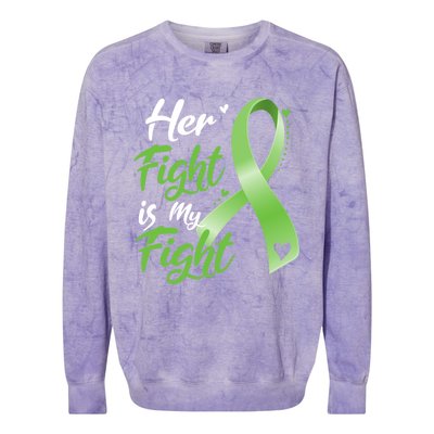 Her Fight Is My Fight Lymphoma Cancer Awareness Ribbon Mom Gift Colorblast Crewneck Sweatshirt