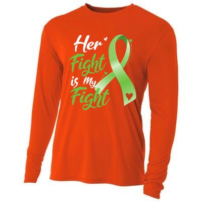 Her Fight Is My Fight Lymphoma Cancer Awareness Ribbon Mom Gift Cooling Performance Long Sleeve Crew