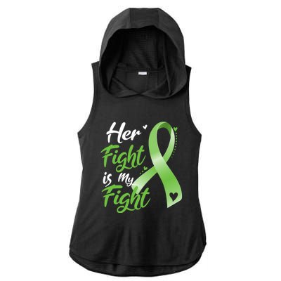 Her Fight Is My Fight Lymphoma Cancer Awareness Ribbon Mom Gift Ladies PosiCharge Tri-Blend Wicking Draft Hoodie Tank