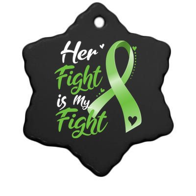 Her Fight Is My Fight Lymphoma Cancer Awareness Ribbon Mom Gift Ceramic Star Ornament