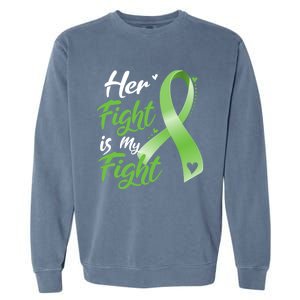 Her Fight Is My Fight Lymphoma Cancer Awareness Ribbon Mom Gift Garment-Dyed Sweatshirt