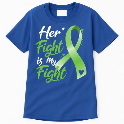 Her Fight Is My Fight Lymphoma Cancer Awareness Ribbon Mom Gift Tall T-Shirt