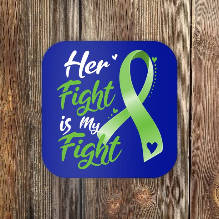 Her Fight Is My Fight Lymphoma Cancer Awareness Ribbon Mom Gift Coaster