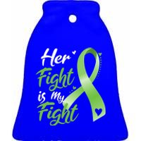 Her Fight Is My Fight Lymphoma Cancer Awareness Ribbon Mom Gift Ceramic Bell Ornament