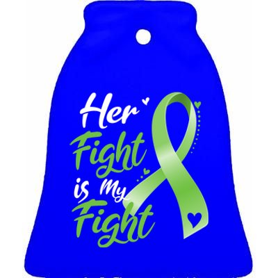 Her Fight Is My Fight Lymphoma Cancer Awareness Ribbon Mom Gift Ceramic Bell Ornament