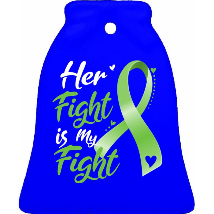 Her Fight Is My Fight Lymphoma Cancer Awareness Ribbon Mom Gift Ceramic Bell Ornament