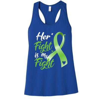 Her Fight Is My Fight Lymphoma Cancer Awareness Ribbon Mom Gift Women's Racerback Tank