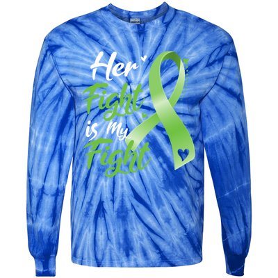 Her Fight Is My Fight Lymphoma Cancer Awareness Ribbon Mom Gift Tie-Dye Long Sleeve Shirt