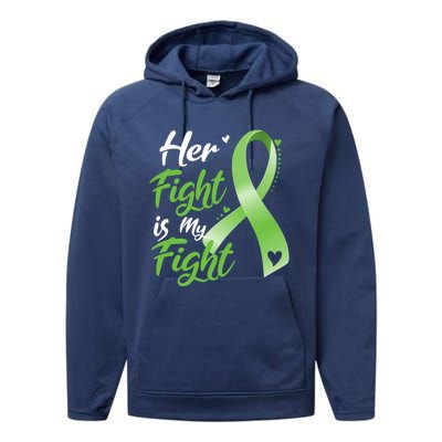 Her Fight Is My Fight Lymphoma Cancer Awareness Ribbon Mom Gift Performance Fleece Hoodie