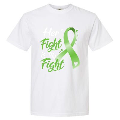 Her Fight Is My Fight Lymphoma Cancer Awareness Ribbon Mom Gift Garment-Dyed Heavyweight T-Shirt