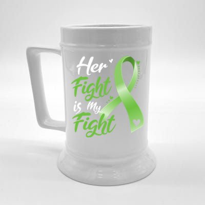 Her Fight Is My Fight Lymphoma Cancer Awareness Ribbon Mom Gift Beer Stein