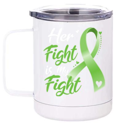 Her Fight Is My Fight Lymphoma Cancer Awareness Ribbon Mom Gift 12 oz Stainless Steel Tumbler Cup