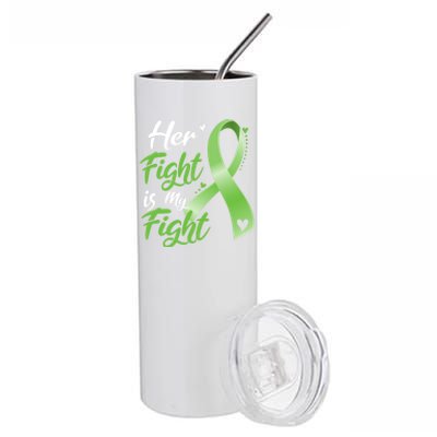 Her Fight Is My Fight Lymphoma Cancer Awareness Ribbon Mom Gift Stainless Steel Tumbler