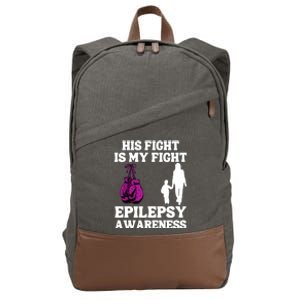 His Fight Is My Fight Purple Ribbon Epilepsy Awareness Cotton Canvas Backpack