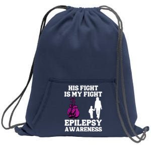 His Fight Is My Fight Purple Ribbon Epilepsy Awareness Sweatshirt Cinch Pack Bag