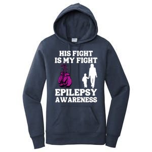 His Fight Is My Fight Purple Ribbon Epilepsy Awareness Women's Pullover Hoodie