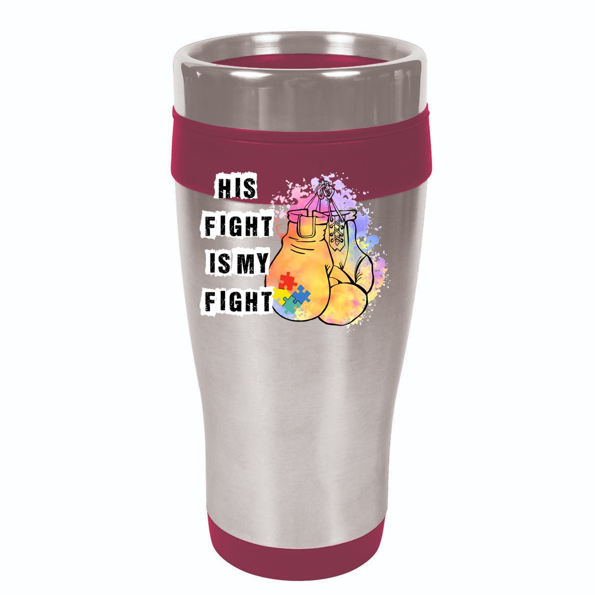 His Fight Is My Fight Autism Awareness Cool Gift Garment-Dyed Fleece Hoodie