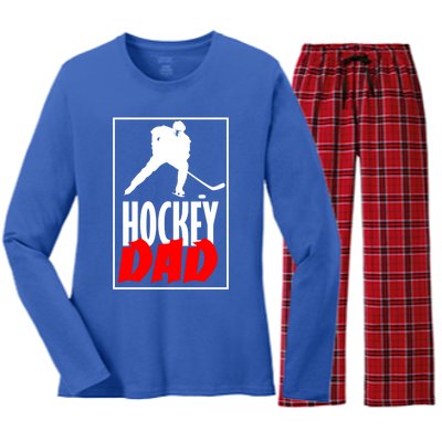 Hockey Father Ice Hockey Dad Great Gift Women's Long Sleeve Flannel Pajama Set 