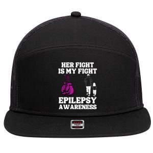 Her Fight Is My Fight Purple Ribbon Epilepsy Awareness 7 Panel Mesh Trucker Snapback Hat