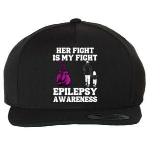 Her Fight Is My Fight Purple Ribbon Epilepsy Awareness Wool Snapback Cap