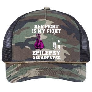 Her Fight Is My Fight Purple Ribbon Epilepsy Awareness Retro Rope Trucker Hat Cap