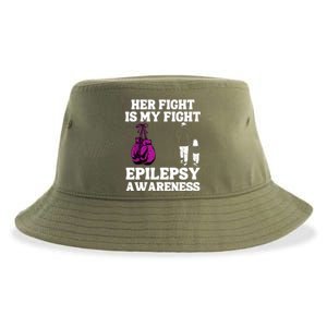 Her Fight Is My Fight Purple Ribbon Epilepsy Awareness Sustainable Bucket Hat