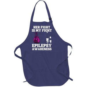 Her Fight Is My Fight Purple Ribbon Epilepsy Awareness Full-Length Apron With Pockets