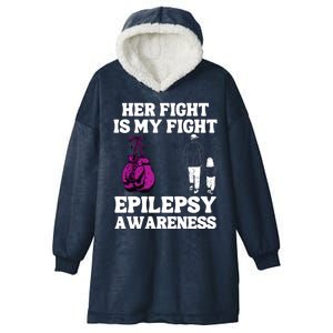 Her Fight Is My Fight Purple Ribbon Epilepsy Awareness Hooded Wearable Blanket